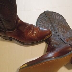 Laredo Mens Brown Leather Western Cowboy Boots Metal Toe‎ Cap 2637 USA Made 8 D